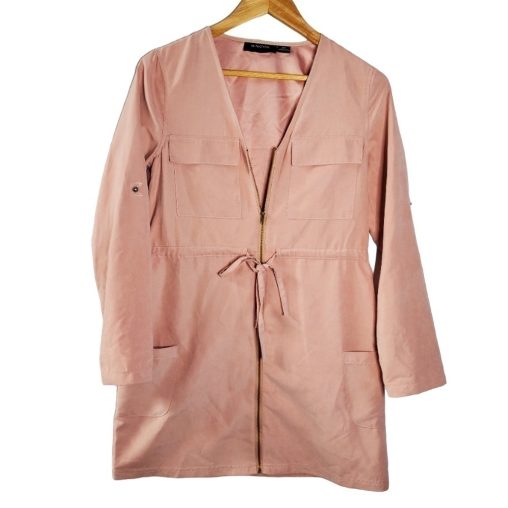 Minkpink Dusty Rose Zip Front Lightweight Cinch Waist Jacket Size M